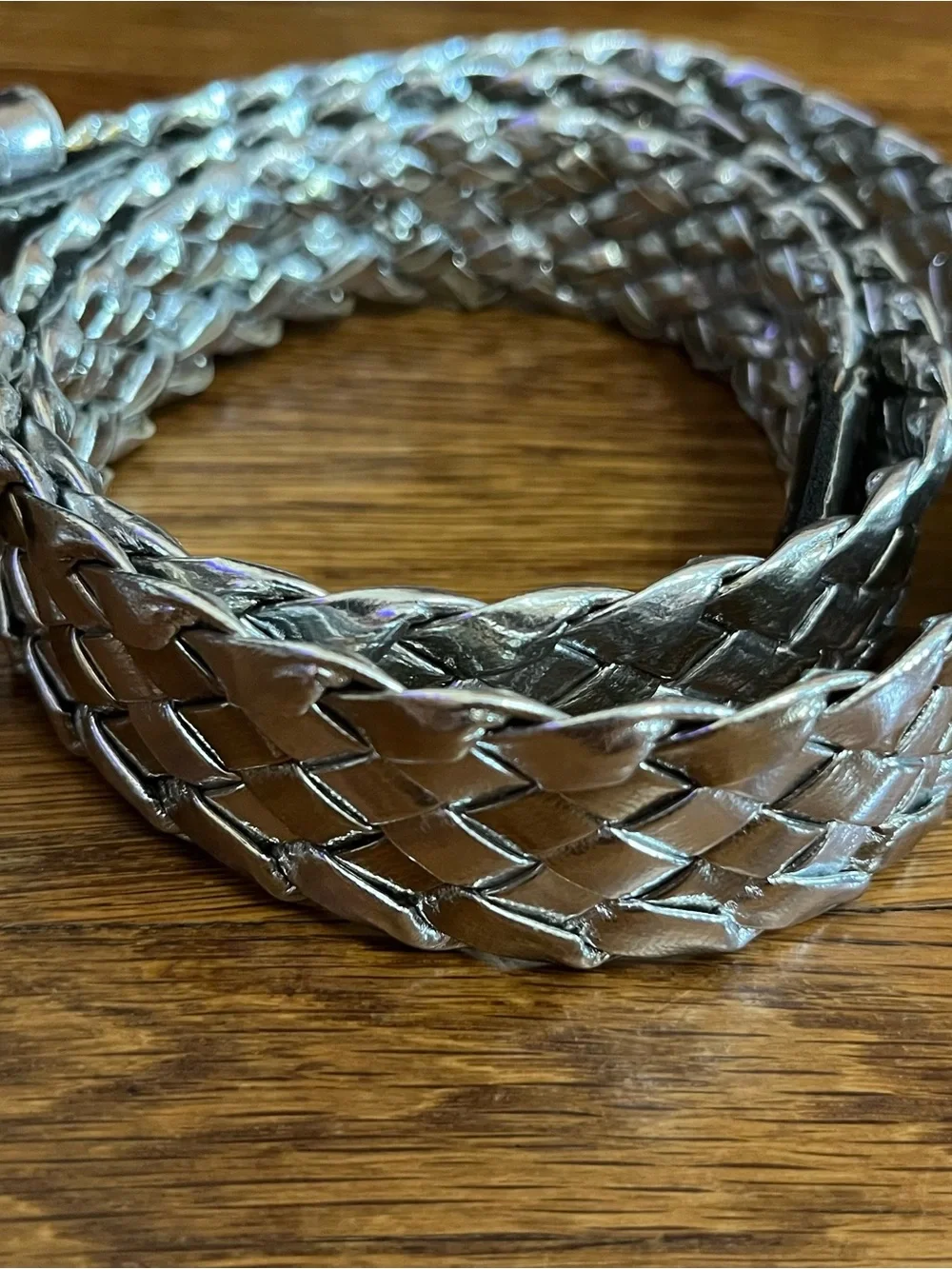 Vtg Luigi Lanatta belt Italy silver woven braided metallic maximalist 32